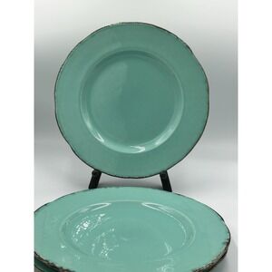 Teal blue Dinner Plate Rustic Edge Set/3